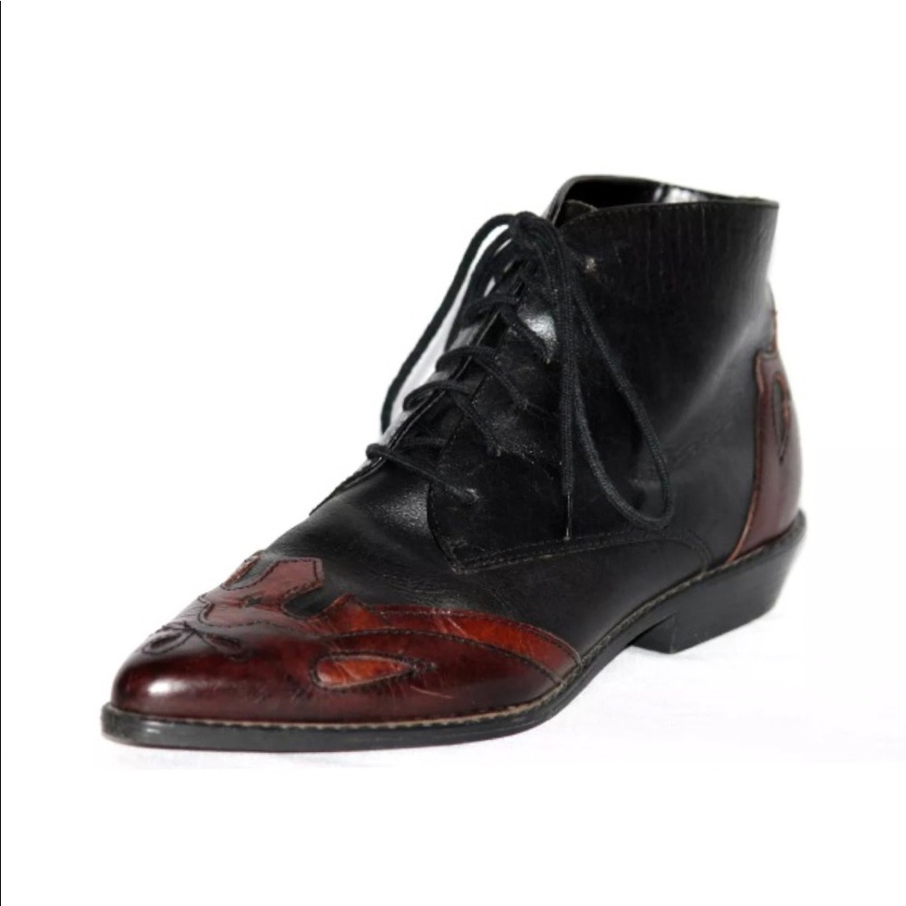 LC Sigi Vintage Black Leather Ankle Boots 6.5M